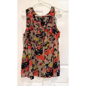 Lane‎ Bryant Ruffle Sleeveless Blouse Floral Print Button Down Top 18